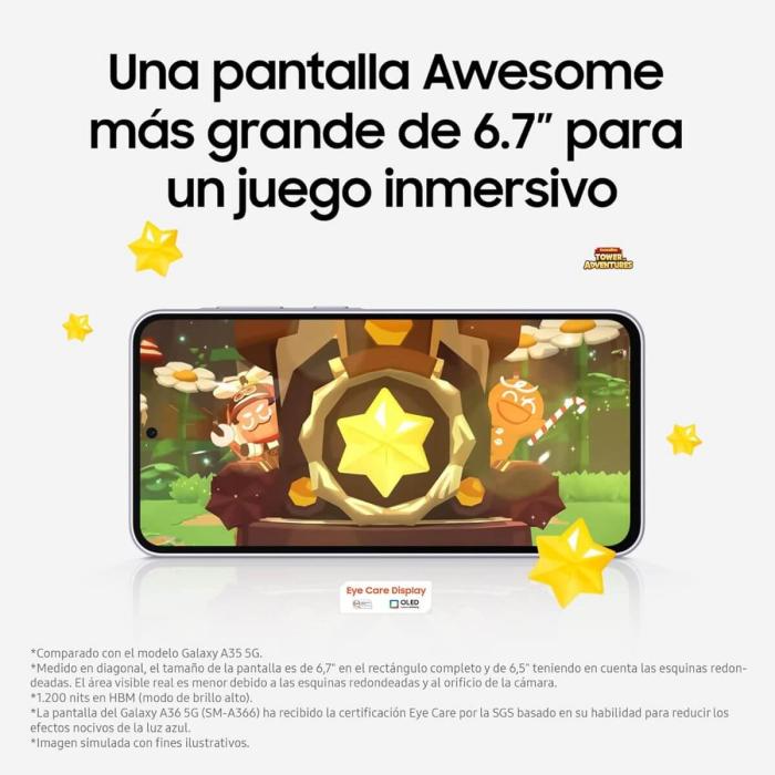 Galaxy A36 5G 8GB RAM + 256GB Almacenamiento, Blanco - Dual SIM Liberado